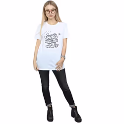 Disney Womens/Ladies Mickey And Minnie Mouse Kiss Sketch Cotton Boyfriend T-Shirt - XXL, White