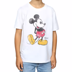 Disney Boys Mickey Mouse Classic Kick T-Shirt - 7-8 Years, White