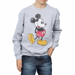 Disney Boys Mickey Mouse Classic Kick Sweatshirt - 9-11 Years, Sports Grey