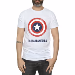 Marvel Mens Captain America Shield Text T-Shirt