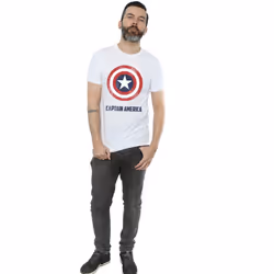Marvel Mens Captain America Shield Text T-Shirt