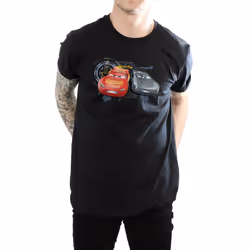 Disney Mens Cars Lightning Vs Storm T-Shirt - S, Black