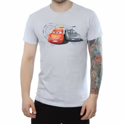Disney Mens Cars Lightning Vs Storm T-Shirt - S, Sports Grey