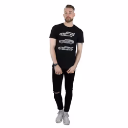 Disney Mens Cars Text Racers T-Shirt - S, Black