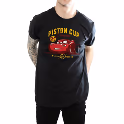 Disney Mens Cars Piston Cup Champion T-Shirt - S, Black