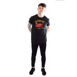 Disney Mens Cars Piston Cup Champion T-Shirt - S, Black