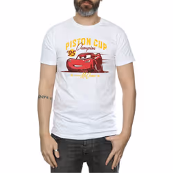 Disney Mens Cars Piston Cup Champion T-Shirt - L, White