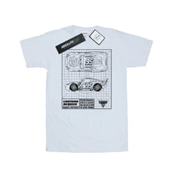 Cars Mens Lightning McQueen Blueprint Cotton T-Shirt - XXL, White