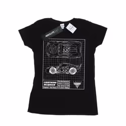 Disney Womens/Ladies Cars Lightning McQueen Blueprint Cotton T-Shirt - S, Black