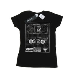 Disney Womens/Ladies Cars Lightning McQueen Blueprint Cotton T-Shirt - S, Black