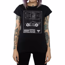 Disney Womens/Ladies Cars Lightning McQueen Blueprint Cotton T-Shirt - S, Black