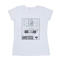 Disney Womens/Ladies Cars Lightning McQueen Blueprint Cotton T-Shirt - L, White
