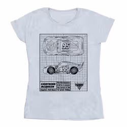 Disney Womens/Ladies Cars Lightning McQueen Blueprint Cotton T-Shirt - S, Sports Grey