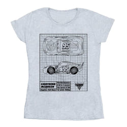 Disney Womens/Ladies Cars Lightning McQueen Blueprint Cotton T-Shirt - S, Sports Grey