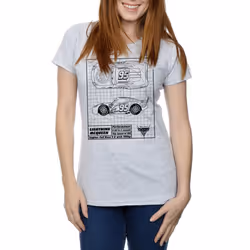 Disney Womens/Ladies Cars Lightning McQueen Blueprint Cotton T-Shirt - S, Sports Grey