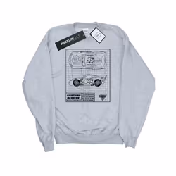 Disney Mens Cars Lightning McQueen Blueprint Cotton Sweatshirt - S, Sports Grey