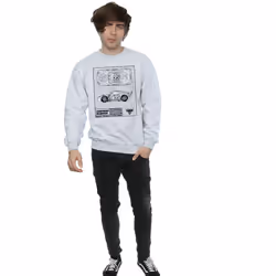 Disney Mens Cars Lightning McQueen Blueprint Cotton Sweatshirt - S, Sports Grey