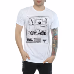 Disney Mens Cars Cruz Ramirez Blueprint T-Shirt - L, White