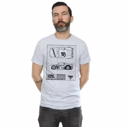 Disney Mens Cars Cruz Ramirez Blueprint T-Shirt - S, Sports Grey