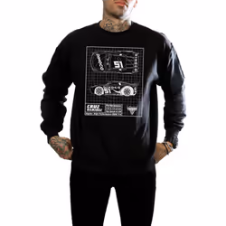 Disney Mens Cars Cruz Ramirez Blueprint Sweatshirt - XL, Black