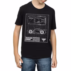 Disney Boys Cars Jackson Storm Blueprint T-Shirt - 12-13 Years, Black
