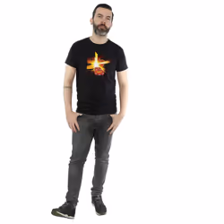 Disney Mens Cars Lightning McQueen Burst T-Shirt - 3XL, Black