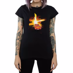 Disney Womens/Ladies Cars Lightning McQueen Burst Cotton T-Shirt - XXL, Black