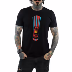 Disney Mens Cars Lightning McQueen Stripes T-Shirt - S, Black