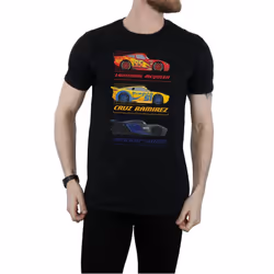 Cars Mens Racer Profile Cotton T-Shirt - XL, Black