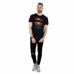Cars Mens Racer Profile Cotton T-Shirt - XL, Black