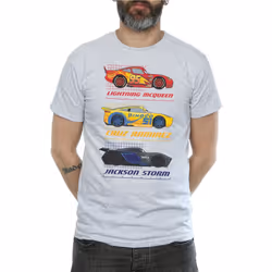 Cars Mens Racer Profile Cotton T-Shirt - XXL, Sports Grey