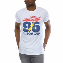 Disney Mens Cars Piston Cup 95 T-Shirt - S, White