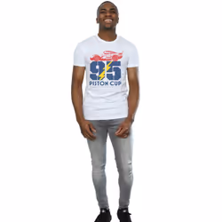 Disney Mens Cars Piston Cup 95 T-Shirt - M, White
