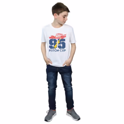 Disney Boys Cars Piston Cup 95 T-Shirt - 12-13 Years, White