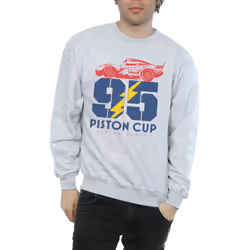 Disney Mens Cars Piston Cup 95 Sweatshirt - XXL, Sports Grey