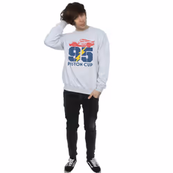 Disney Mens Cars Piston Cup 95 Sweatshirt - XXL, Sports Grey