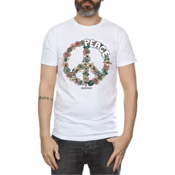 Woodstock Mens Floral Peace T-Shirt - XXL, White