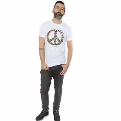 Woodstock Mens Floral Peace T-Shirt - XXL, White