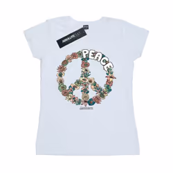 Woodstock Womens/Ladies Floral Peace Cotton T-Shirt - M, White