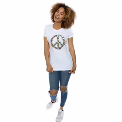 Woodstock Womens/Ladies Floral Peace Cotton T-Shirt - M, White