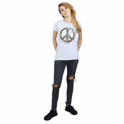 Woodstock Womens/Ladies Floral Peace Cotton T-Shirt - XXL, Sports Grey
