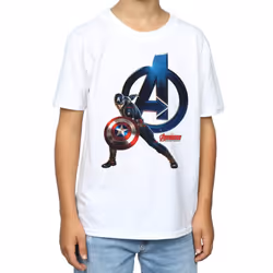 Marvel Boys Captain America Pose T-Shirt - 5-6 Years, White