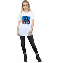 Marvel Womens/Ladies Captain America Art Cotton Boyfriend T-Shirt