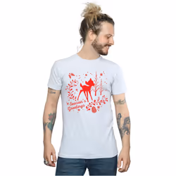 Disney Mens Bambi Christmas Greetings T-Shirt - XXL, Sports Grey