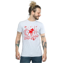 Disney Mens Bambi Christmas Greetings T-Shirt - XXL, Sports Grey