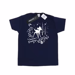 Disney Mens Bambi Christmas Greetings T-Shirt - XXL, Navy Blue
