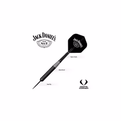 Jack Daniel Officially Licensed Brass Steel Tip Darts Set | Electro Black White Ring | 24g (D1046)