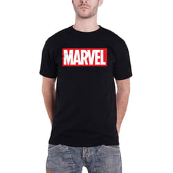 Official Marvel T Shirt Classic Box Logo new Official Mens Black - L, Black