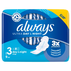 Always Ultra Night (Size 3) Sanitary Towels Wings 9 Pads (Pack of 4)