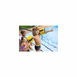 Kids' DC Super Heroes Inflatable Swimming Armbands, Batman, Wonder Woman, Superman, Black/Yellow, 2-6 Years